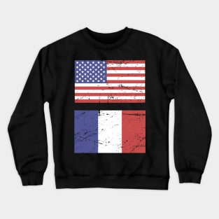 United States Flag & France Flag Crewneck Sweatshirt